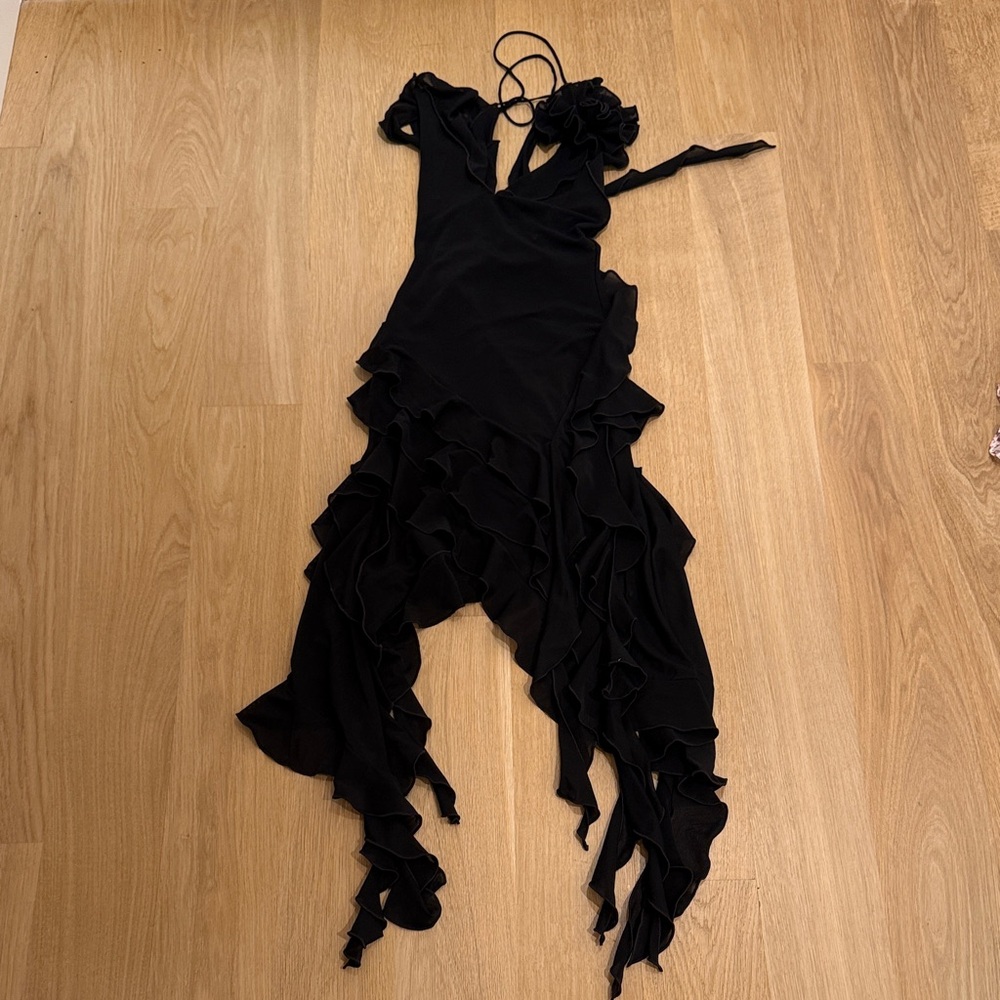 Fanci Club Black Dress with Ruffles